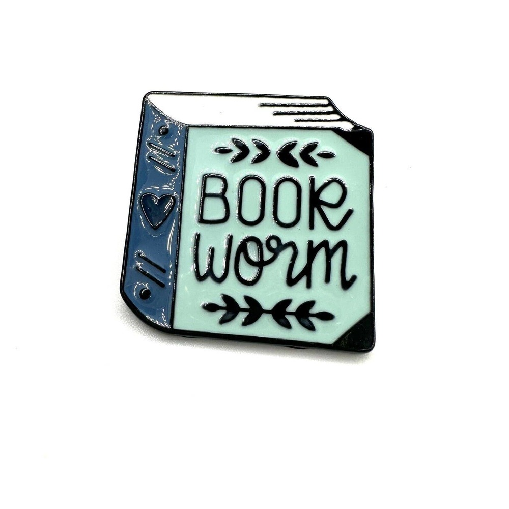 Enameled Book Worm Fashion Pin